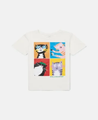 T-shirt con stampa gatti