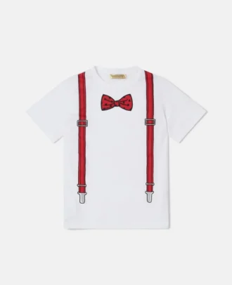 T-shirt con stampa papillon e bretelle