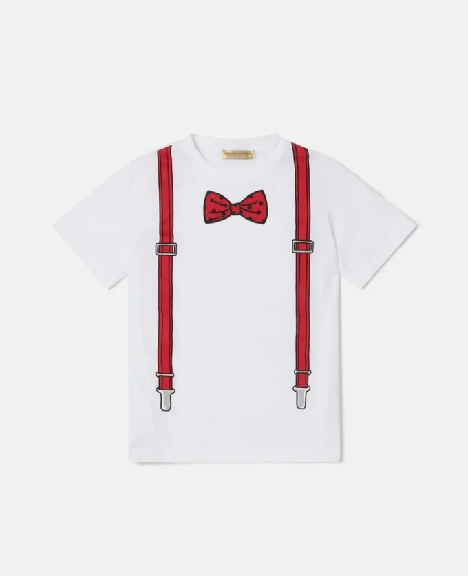 T-shirt con stampa papillon e bretelle T-shirt con stampa papillon e bretelle