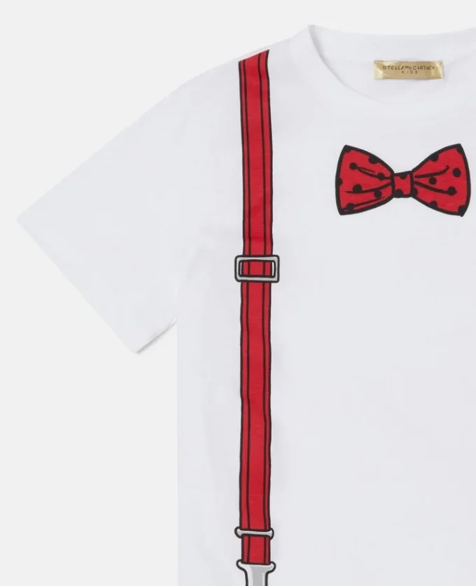 T-shirt con stampa papillon e bretelle T-shirt con stampa papillon e bretelle
