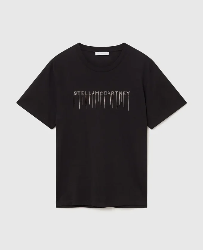 T-shirt girocollo con logo ricamato T-shirt girocollo con logo ricamato