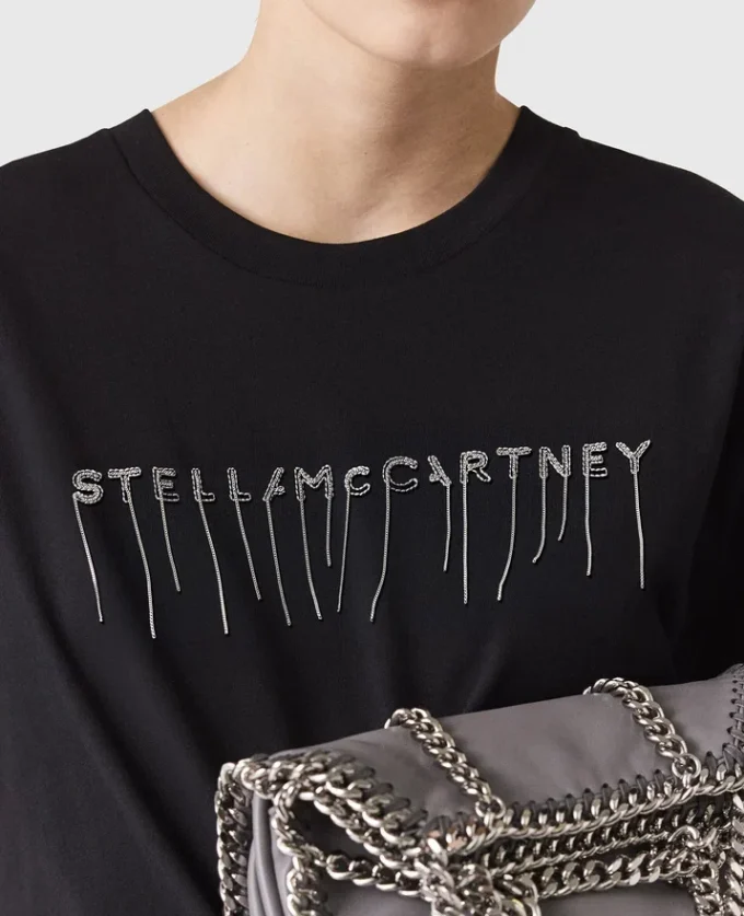 T-shirt girocollo con logo ricamato T-shirt girocollo con logo ricamato