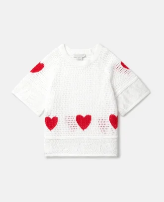 Top a maniche corte con cuore all’uncinetto