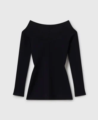 Top a maniche lunghe con scollo dritto