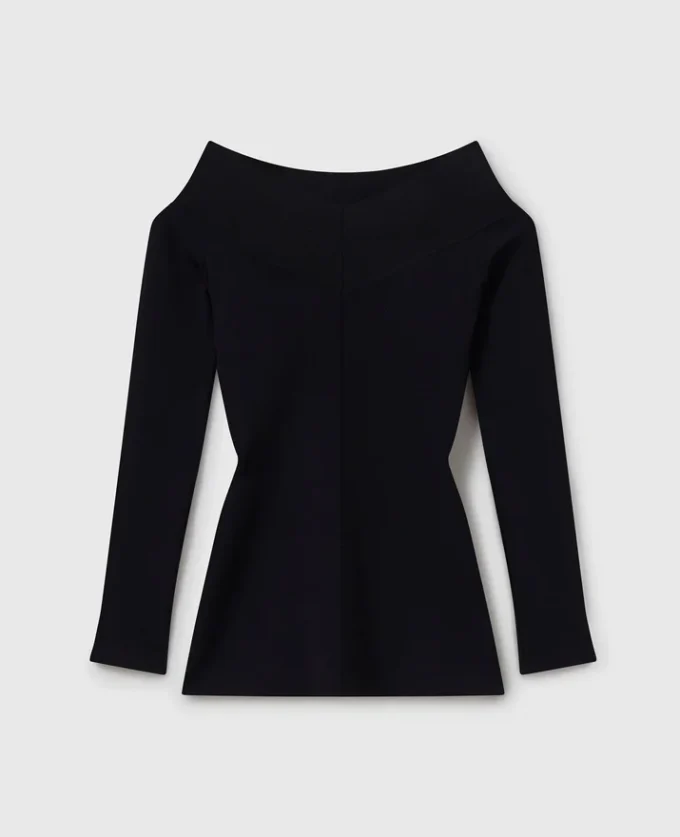 Top a maniche lunghe con scollo dritto