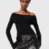 Top a maniche lunghe con scollo dritto