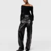 Top a maniche lunghe con scollo dritto