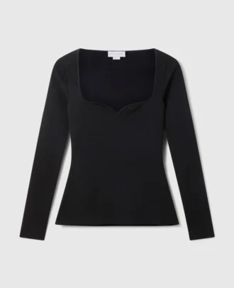 Top a maniche lunghe in maglia compatta