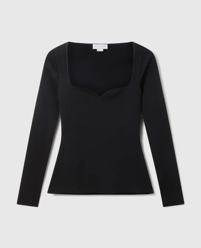 Top a maniche lunghe in maglia compatta Top a maniche lunghe in maglia compatta
