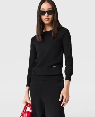 Top a maniche lunghe in maglia compatta
