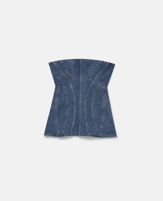 Top bustier in denim con lavaggio vintage Top bustier in denim con lavaggio vintage