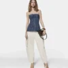 Top bustier in denim con lavaggio vintage Top bustier in denim con lavaggio vintage