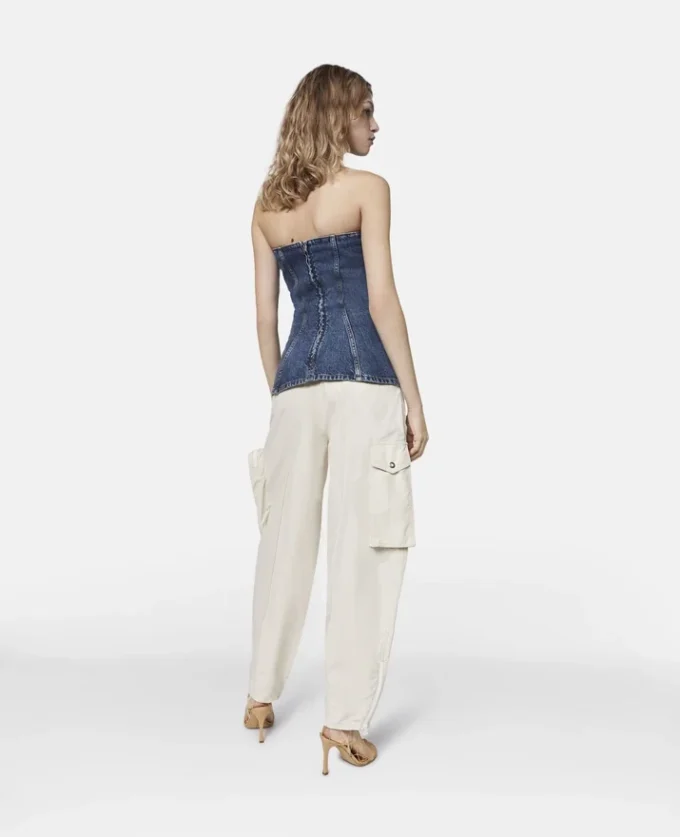 Top bustier in denim con lavaggio vintage Top bustier in denim con lavaggio vintage