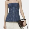 Top bustier in denim con lavaggio vintage Top bustier in denim con lavaggio vintage