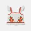 Top con maniche ad aletta ricamate con fragole Top con maniche ad aletta ricamate con fragole