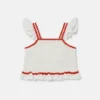 Top con maniche ad aletta ricamate con fragole Top con maniche ad aletta ricamate con fragole