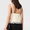 Top con scollo a V e bordi in pizzo Top con scollo a V e bordi in pizzo