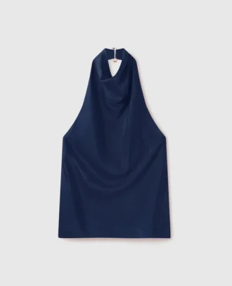 Top con scollo all’americana in raso