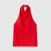 Top con scollo all’americana in raso Top con scollo all’americana in raso