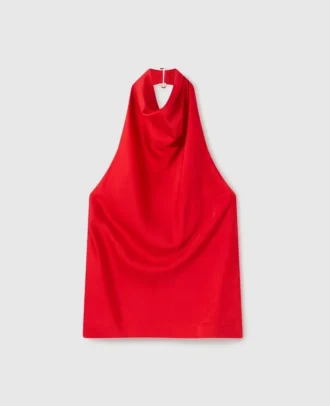 Top con scollo all’americana in raso