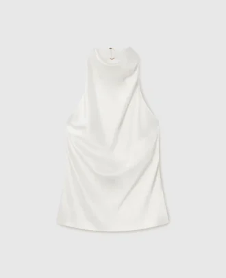 Top con scollo all’americana in raso