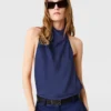 Top con scollo all’americana in raso Top con scollo all’americana in raso