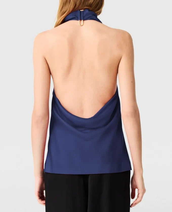 Top con scollo all’americana in raso Top con scollo all’americana in raso