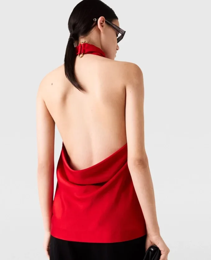 Top con scollo all’americana in raso Top con scollo all’americana in raso