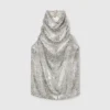 Top con scollo all’americana in velluto metallizzato Top con scollo all’americana in velluto metallizzato