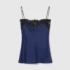 Top in raso con bordi in pizzo Top in raso con bordi in pizzo