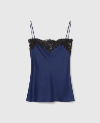 Top in raso con bordi in pizzo
