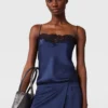 Top in raso con bordi in pizzo Top in raso con bordi in pizzo