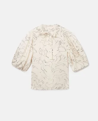 Top in twill con stampa doodle Rewild