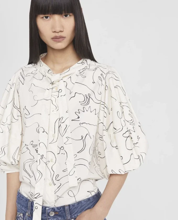 Top in twill con stampa doodle Rewild