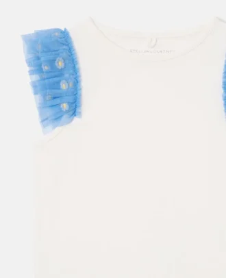 Top senza maniche con bordi in tulle