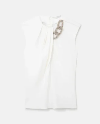 Top senza maniche con catena di cristalli Falabella