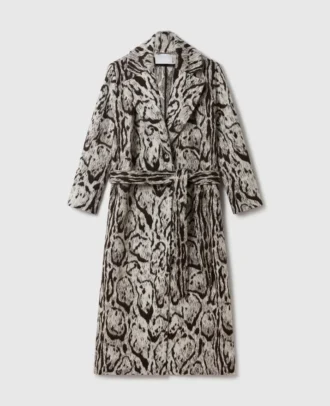 Trench con cintura in jacquard Cloud Leopard