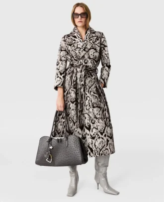 Trench con cintura in jacquard Cloud Leopard