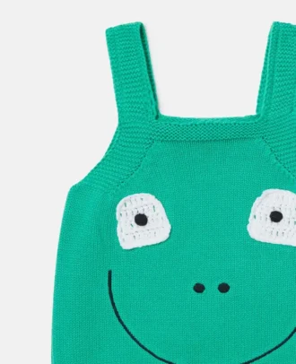 Tutina con ricamo grafico a forma di rana
