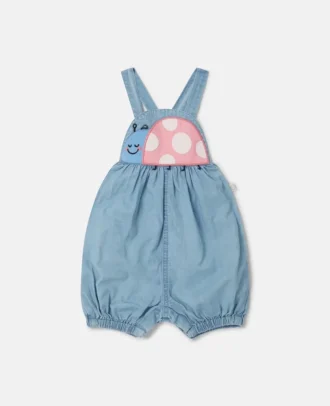 Tutina in denim con ricamo a coccinella