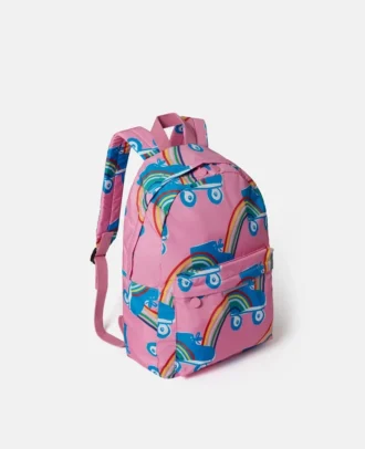 Zaino con stampa arcobaleno e pattini a rotelle