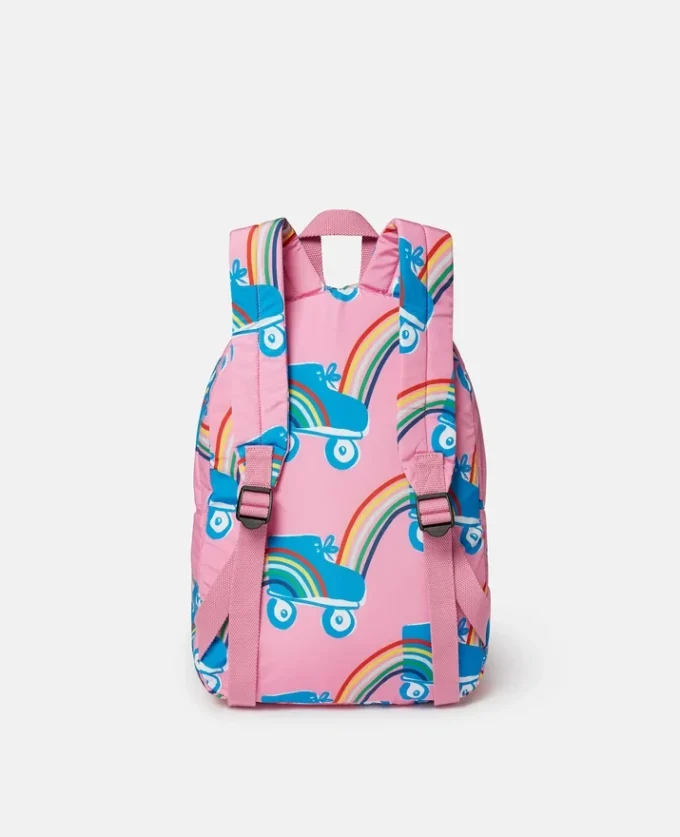 Zaino con stampa arcobaleno e pattini a rotelle